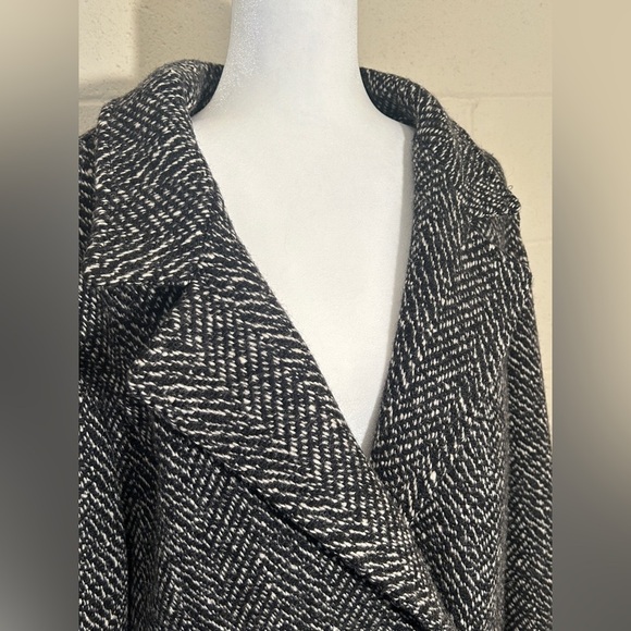 Sherwood Vintage Wool Double Breasted Midi Coat Black and White See Meas. - Picture 3 of 15